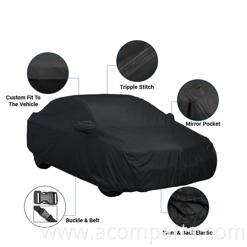 All-weather protection heavy duty polyester cotton fabric customized lockable car cover black